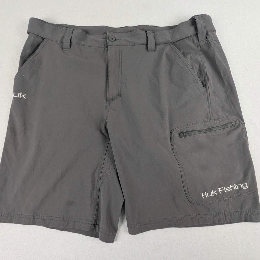 Huk Fishing Shorts Mens XXL Grey Performance Cargo Quick Dry H2000011 P000733 - Picture 1 of 13